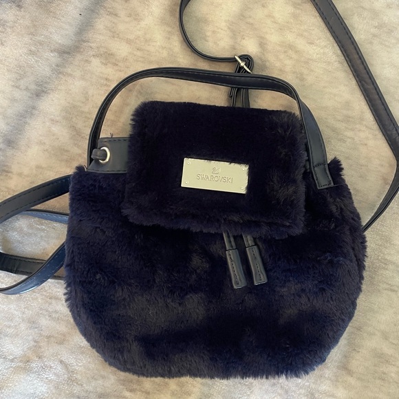 Swarovski fuzzy backpack. Navy blue. - Picture 1 of 6